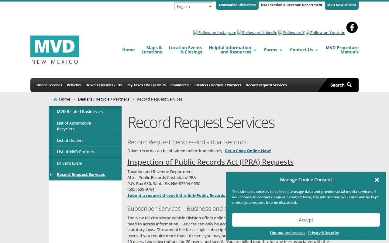 Otero County Clerk of Court records distinction from New Mexico MVD driver data