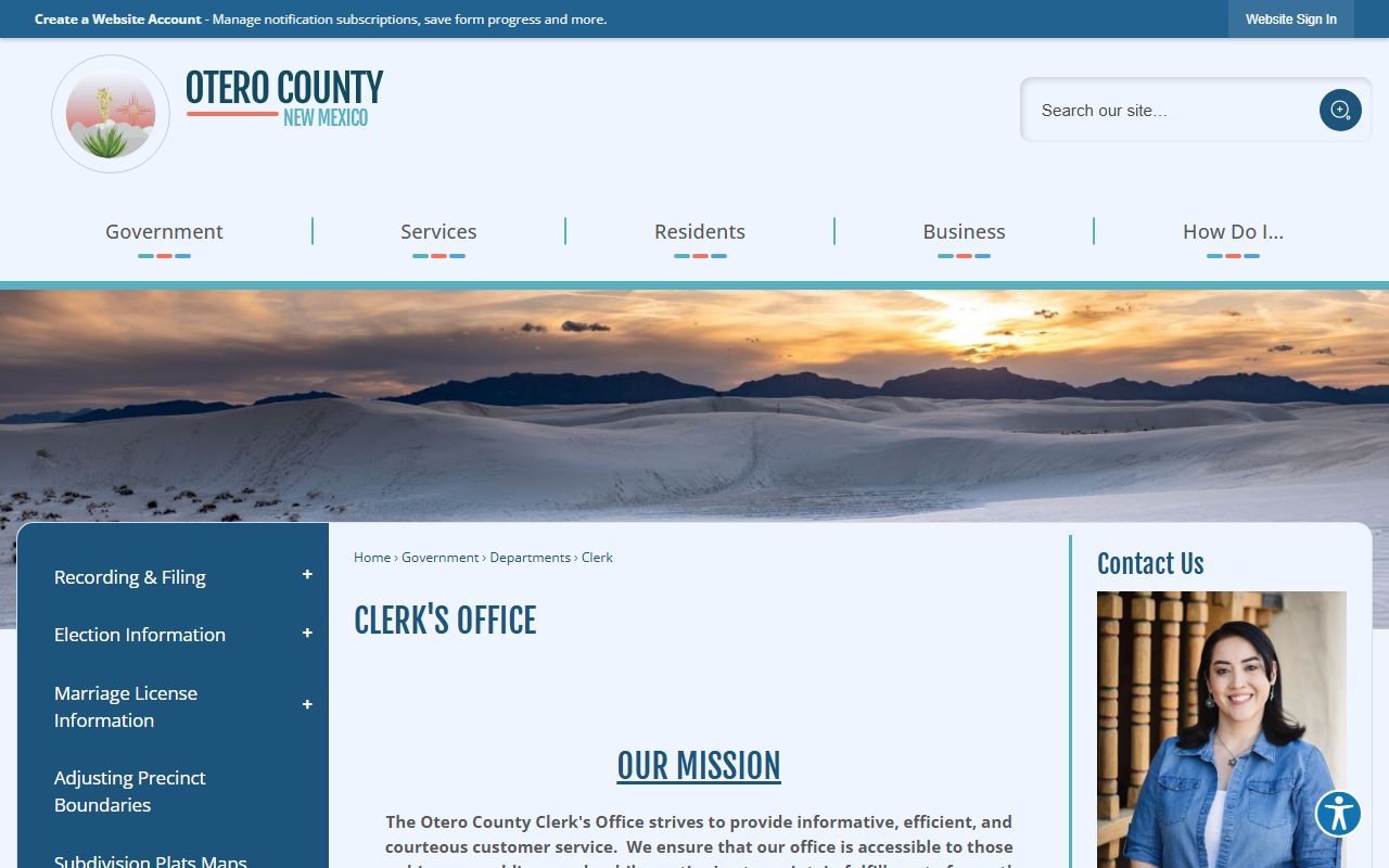 Otero County Clerk of Court records distinction from Otero County Clerk office