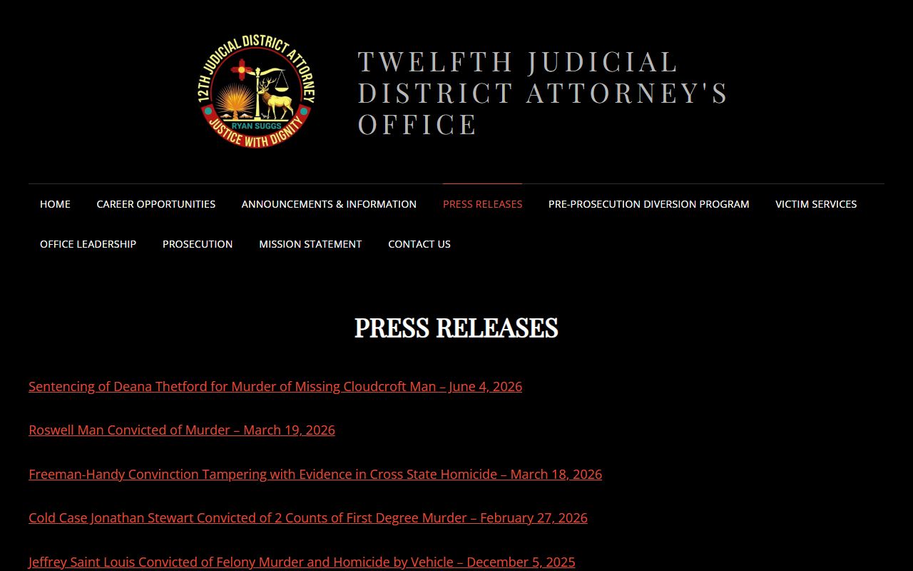 Otero County arrest records court charges District Attorney press release resource