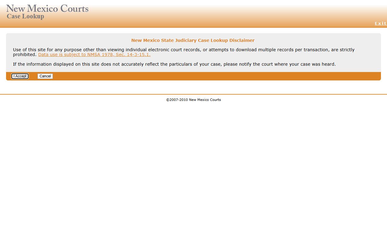 Otero County court dockets search through New Mexico Case Lookup