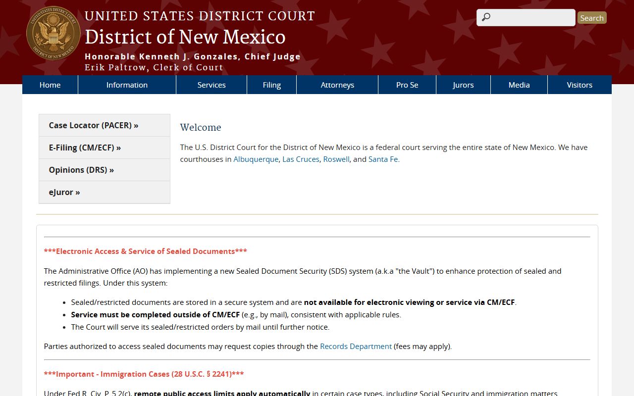 Otero County court dockets federal District of New Mexico docket resource
