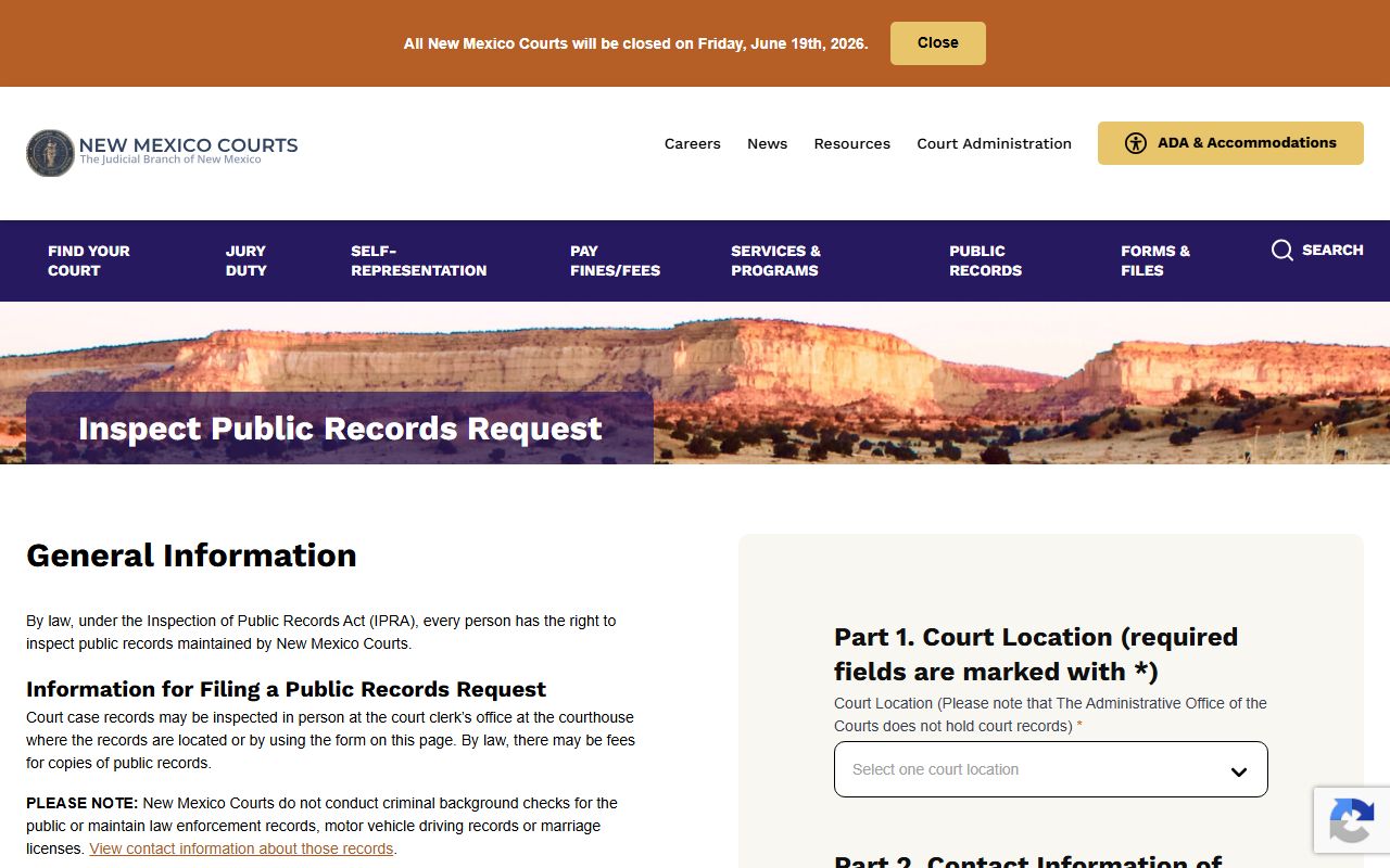 Otero County court records judiciary IPRA portal for New Mexico Courts