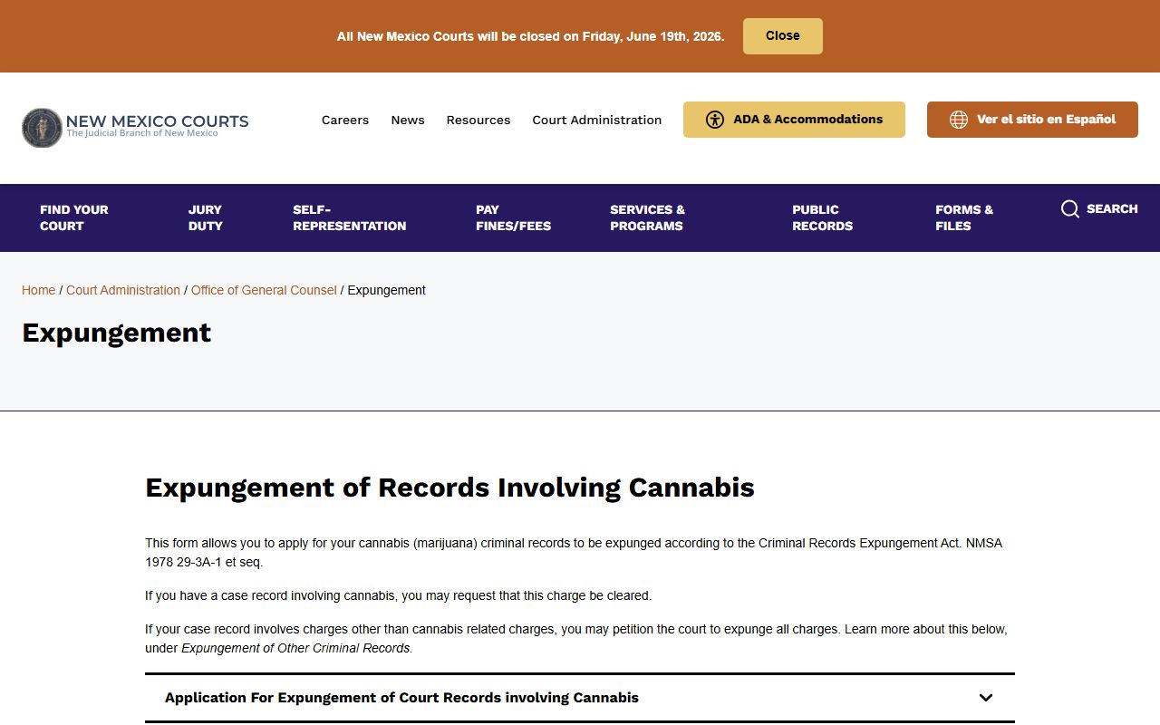 Otero County criminal court records expungement resource from New Mexico Courts