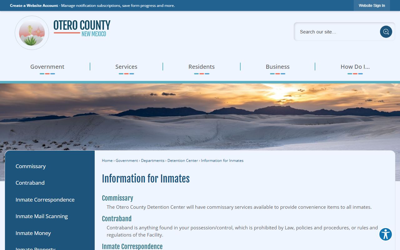 Otero County inmate records information for inmates page
