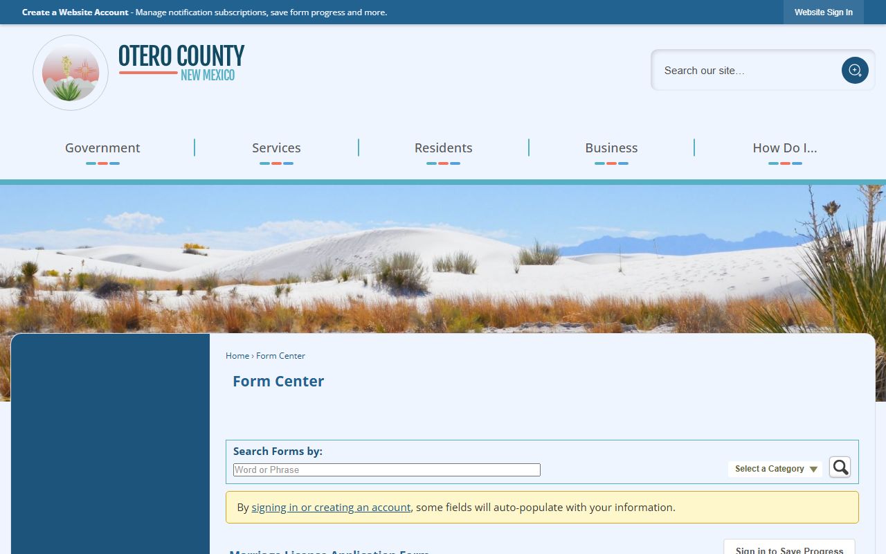 Otero County marriage records online license application form