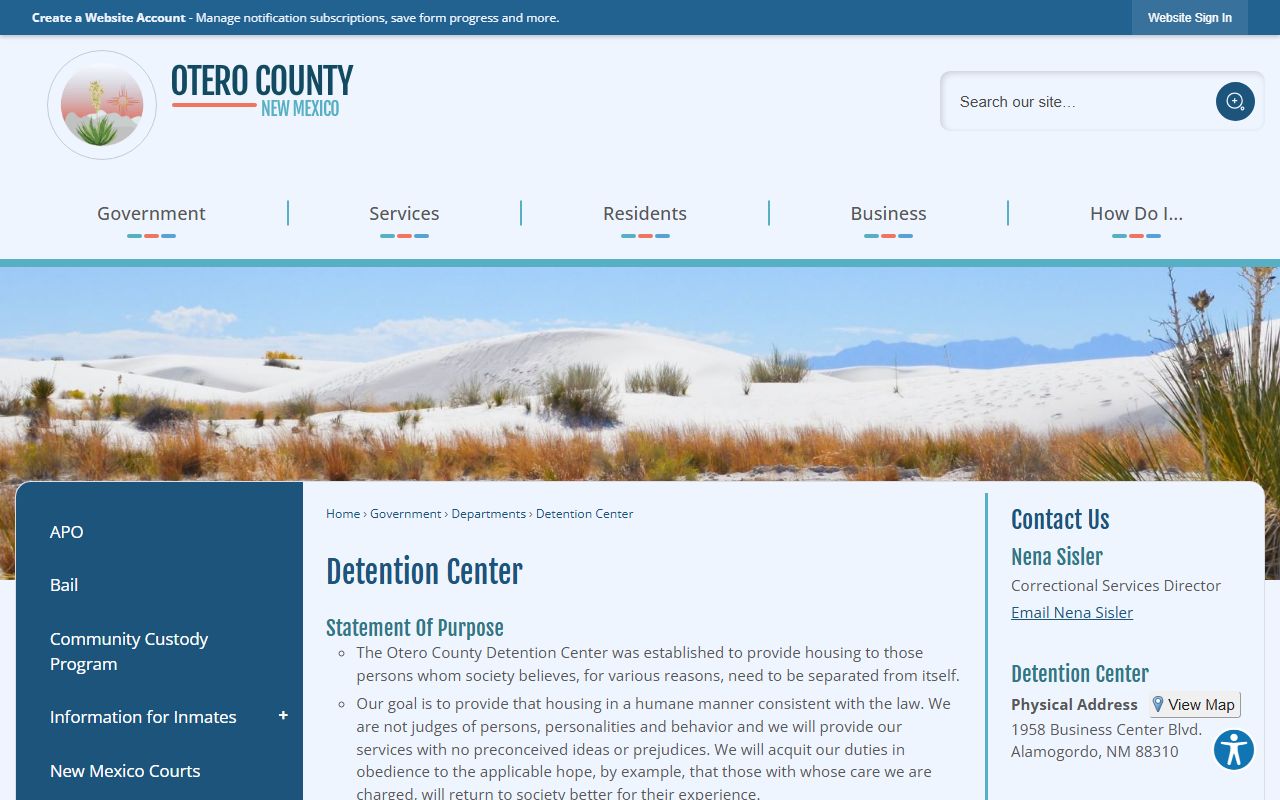Otero County court records detention center information
