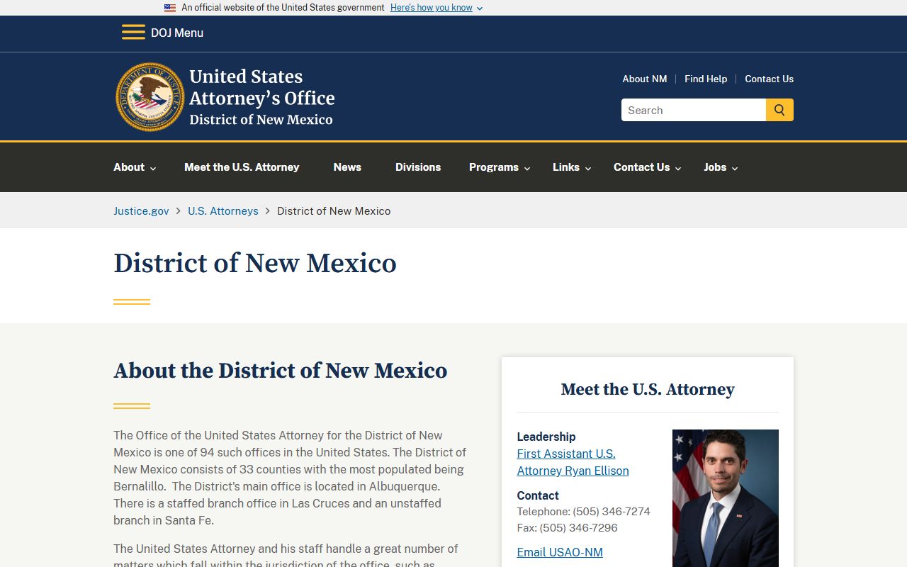 Otero County warrant records federal prosecution source for New Mexico